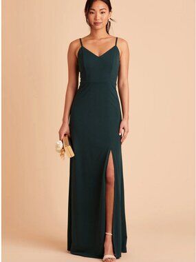 Birdy Grey Jay Dress Emerald Green Crepe Fabric Bridesmaid Dress EUC Sz Large